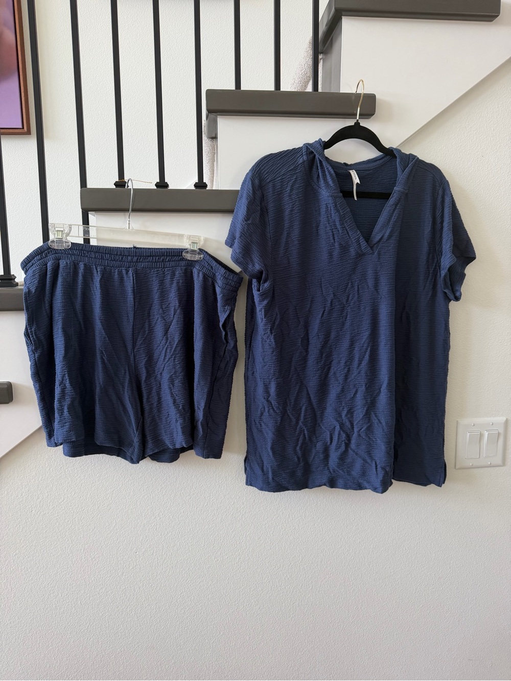 Soma Navy Blue Short Sleeve Top & Matching Shorts Set Loungewear